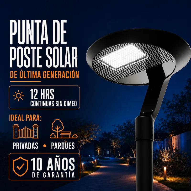 Luminaria de punta de poste solar